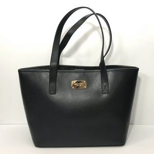 MICHAEL KORS JET SET TRAVEL BLACK LEATHER TOTE